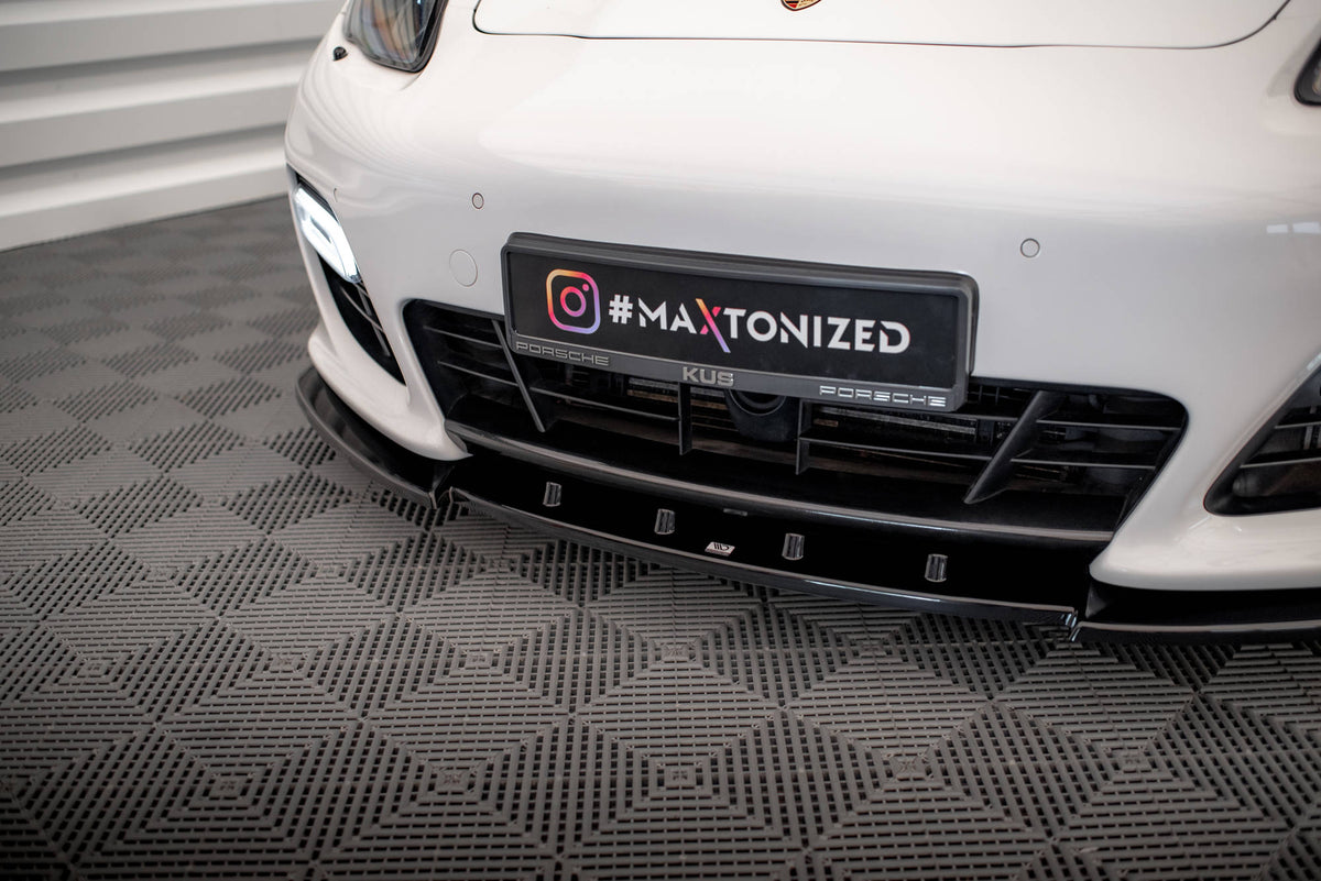 Street+ Spoilerlippe Front Ansatz V.1 passend für Porsche Panamera Turbo Sport Design Package 970 schwarz Hochglanz – Ansicht 3