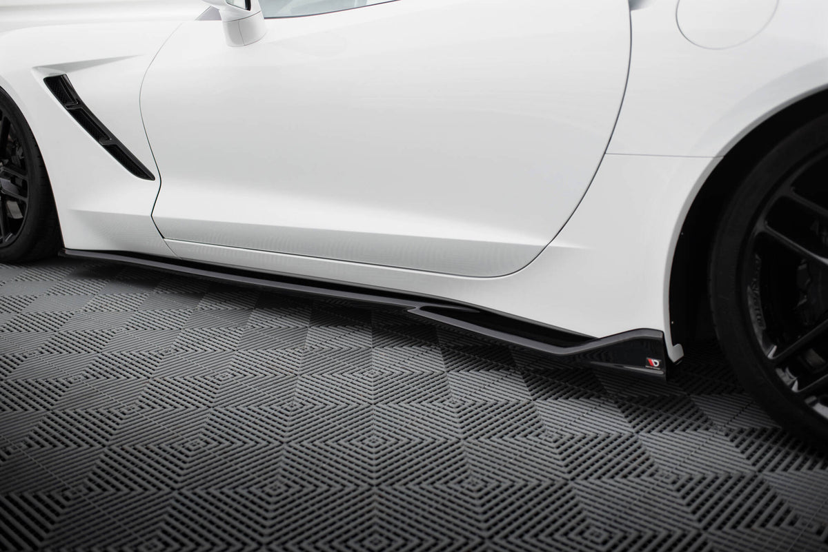 Street+ Seitenschweller Leisten V.2 passend für Chevrolet Corvette Stingray C7 schwarz Hochglanz – Ansicht 4