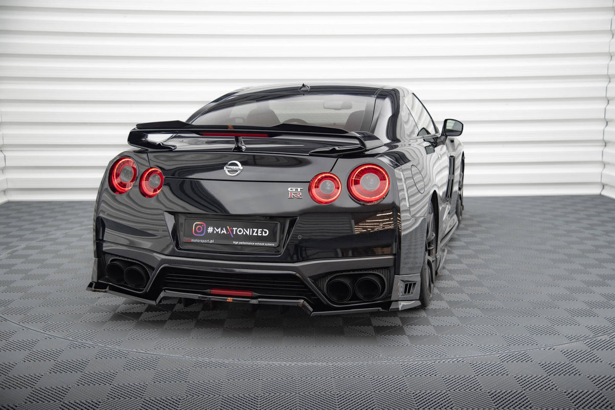 Heck Ansatz Flaps Diffusor passend für Nissan GTR R35 Facelift schwarz Hochglanz – Ansicht 4
