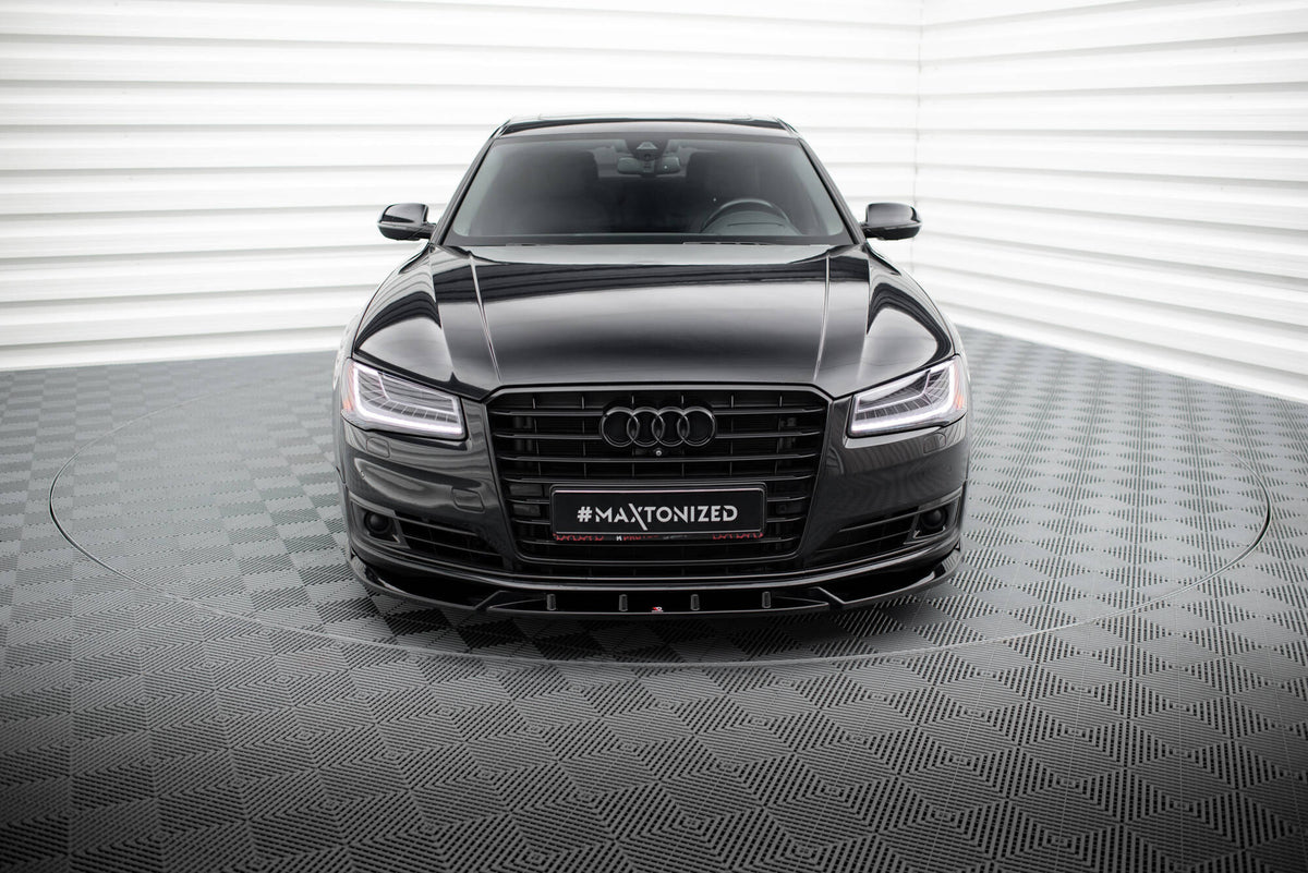 Street+ Spoilerlippe Front Ansatz passend für Audi A8 D4 Facelift schwarz Hochglanz – Ansicht 1