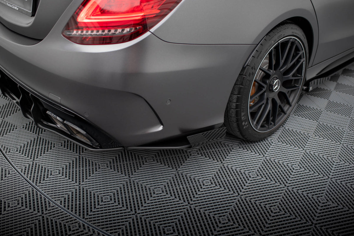 Street Pro Heck Ansatz Flaps Diffusor + Flaps passend für Mercedes-AMG C63 Limousine / Kombi W205 Facelift schwarz Hochglanz – Ansicht 4
