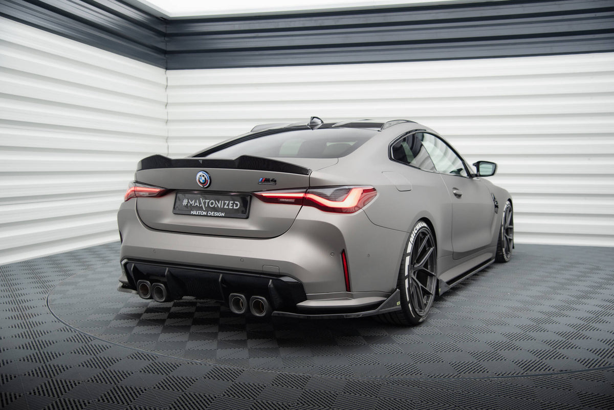 Heck Ansatz Flaps Diffusor V.3 passend für CSL Look BMW M4 G82 / G82 Facelift schwarz Hochglanz – Ansicht 3