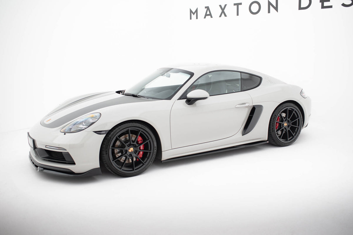 Street+ Seitenschweller Leisten passend für V.1 passend für Porsche 718 Cayman GTS 982c / 718 Boxster GTS 982  schwarz Hochglanz – Ansicht 1