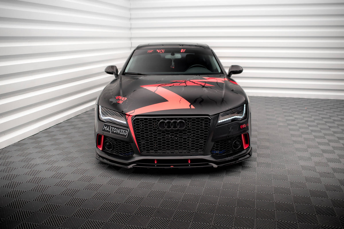 Street+ Spoilerlippe Front Ansatz passend für Audi A7 RS7 Look C7 schwarz Hochglanz – Ansicht 1