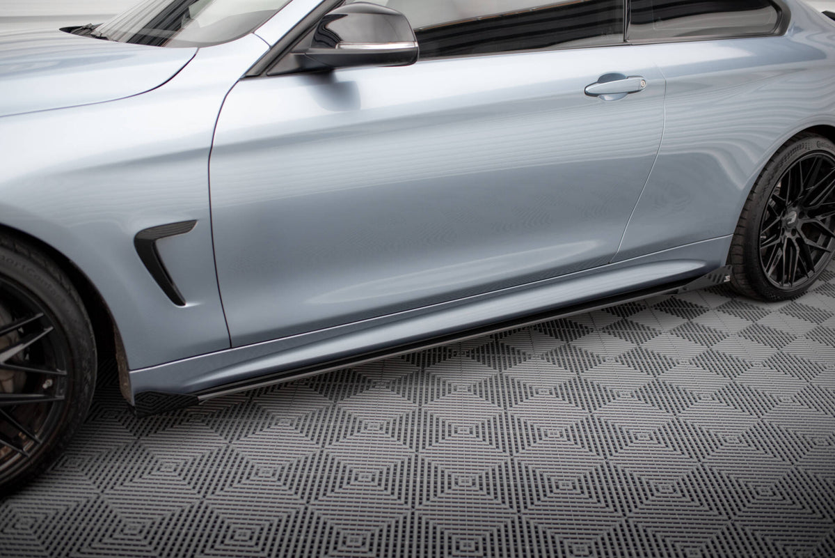 Street Pro Street+ Seitenschweller Leisten + Flaps passend für BMW 4er Coupe / Gran Coupe / Cabrio M-Paket F32 / F36 / F33  schwarz Hochglanz – Ansicht 3