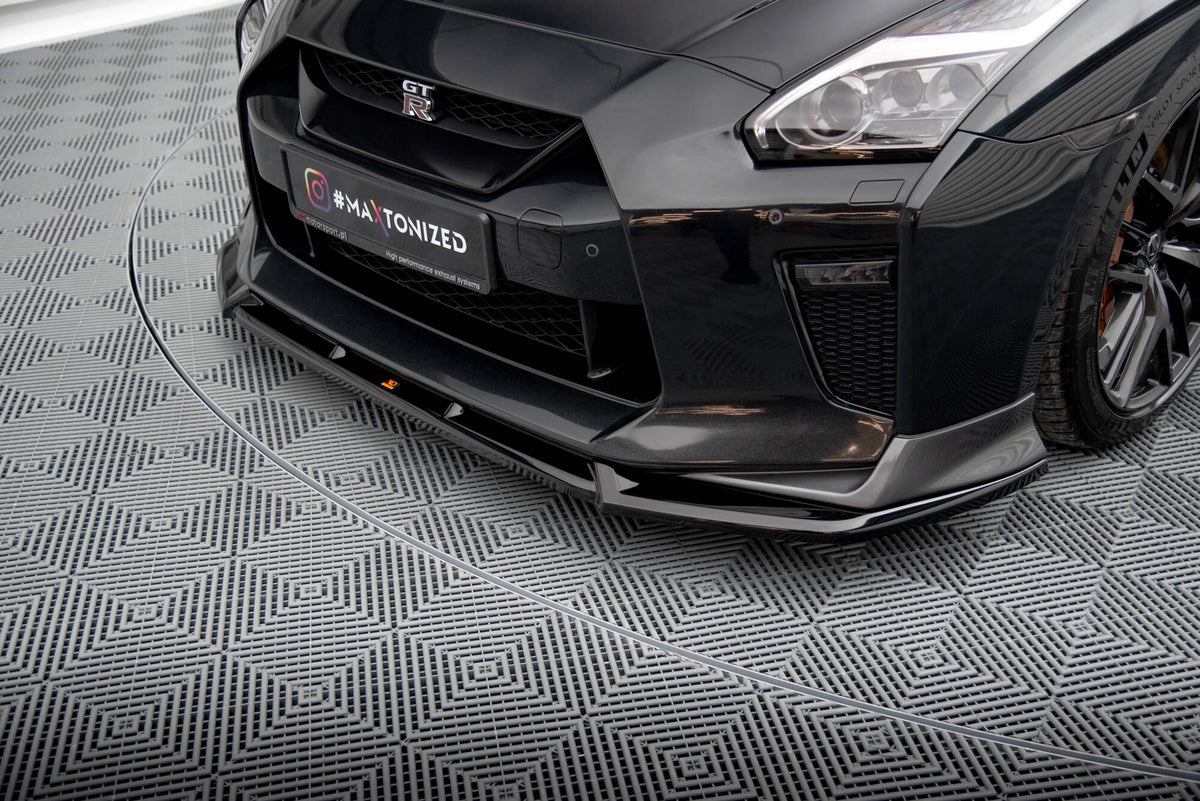 Street+ Spoilerlippe Front Ansatz V.2 passend für Nissan GTR R35 Facelift schwarz Hochglanz – Ansicht 4