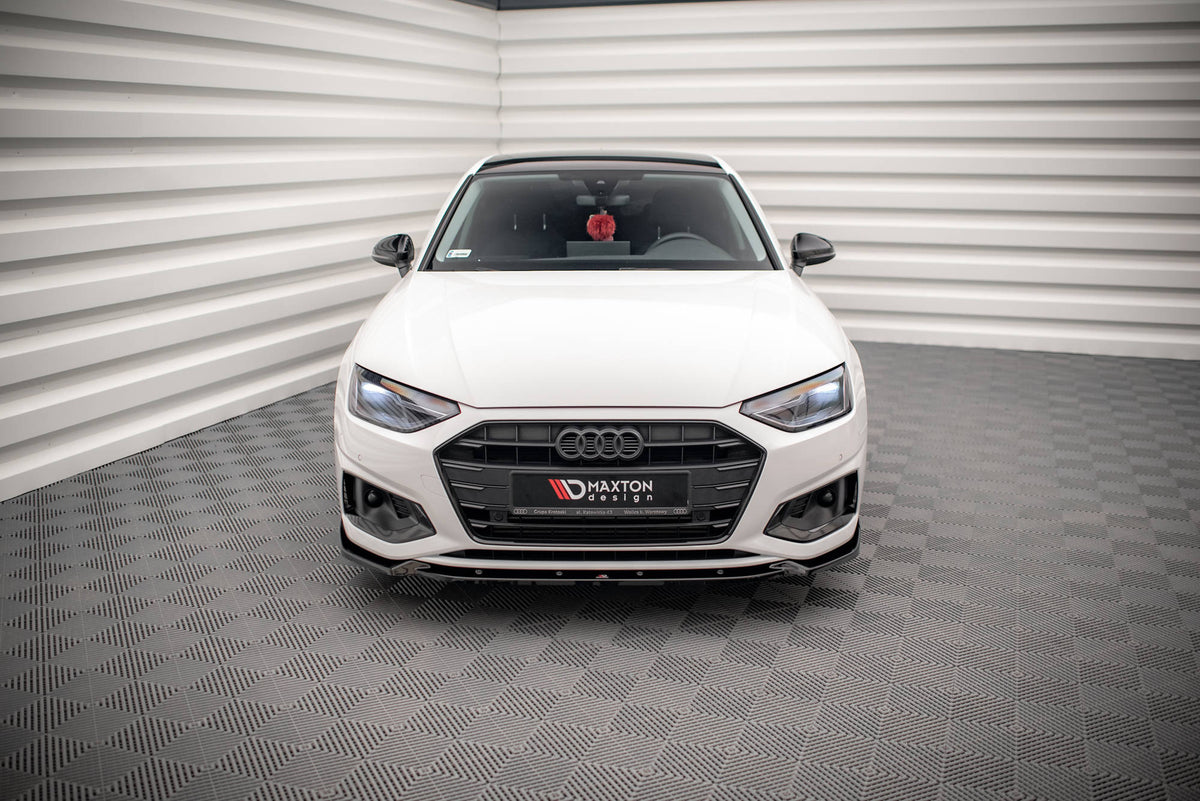 Street+ Spoilerlippe Front Ansatz V.1 passend für Audi A4 B9 Facelift schwarz Hochglanz – Ansicht 1