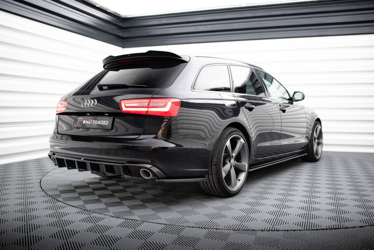 Heck Ansatz Flaps Diffusor V.3 passend für Audi A6 Avant / Limousine C7  schwarz Hochglanz – Ansicht 3