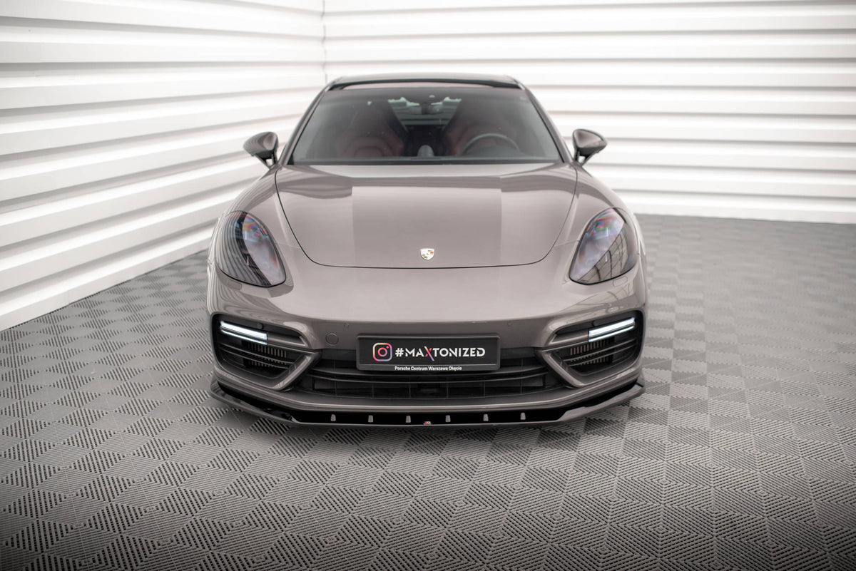 Street+ Spoilerlippe Front Ansatz V.1 passend für Porsche Panamera Turbo S E-Hybrid schwarz Hochglanz – Ansicht 1