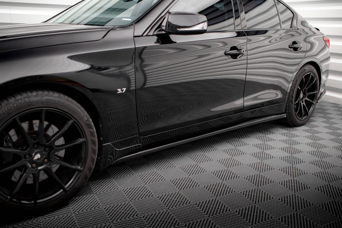 Street+ Seitenschweller Leisten passend für V.1 passend für Infiniti Q50 S Mk1 schwarz Hochglanz – Ansicht 3