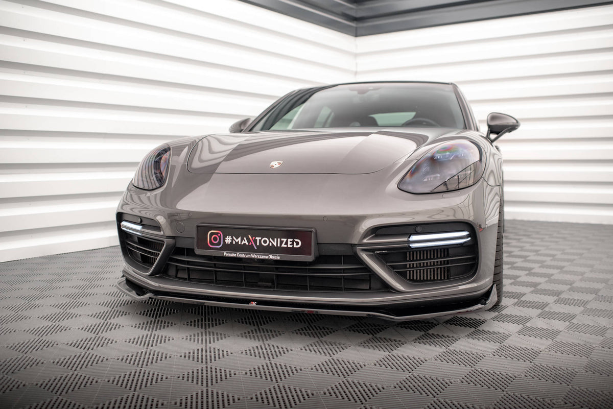 Street+ Spoilerlippe Front Ansatz V.2 passend für Porsche Panamera Turbo S E-Hybrid schwarz Hochglanz – Ansicht 4