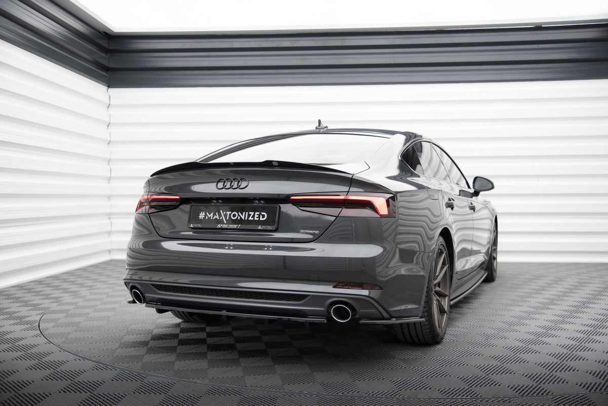 Heck Ansatz Flaps Diffusor passend für Audi A5 S-Line F5 Sportback  schwarz Hochglanz – Ansicht 1