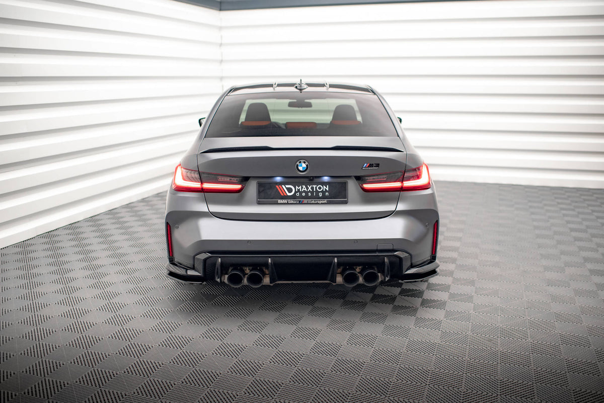 Heck Ansatz Flaps Diffusor V.1 passend für BMW M3 Limousine / Touring G80 / G81 schwarz Hochglanz – Ansicht 1