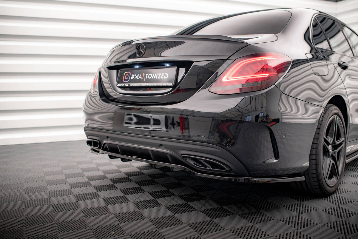 Street+ Mittlerer Diffusor RACE passend für Mercedes-Benz C AMG-Line W205 Facelift schwarz Hochglanz – Ansicht 3
