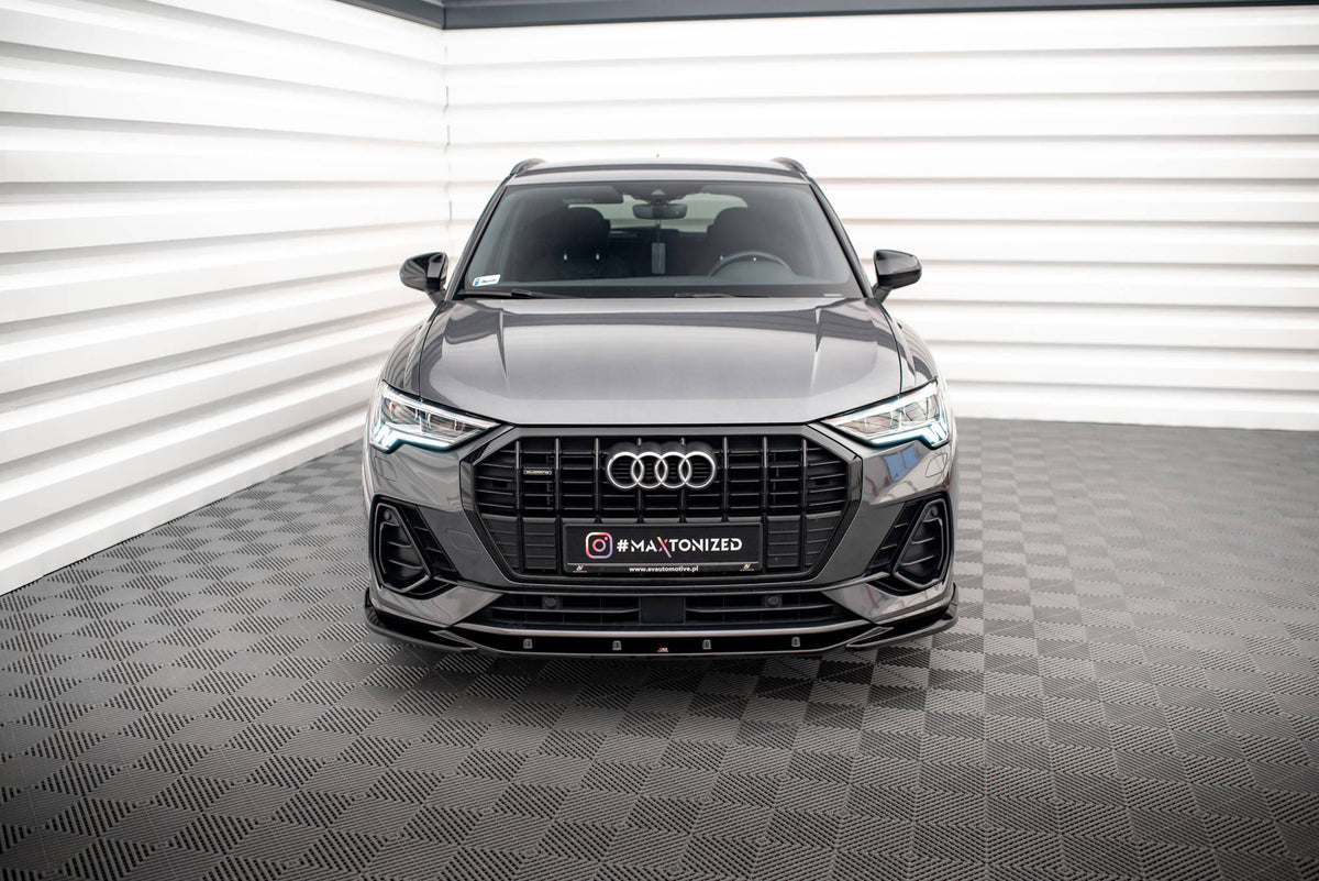 Street+ Spoilerlippe Front Ansatz V.3 passend für Audi Q3 Sportback / SUV S-Line F3 schwarz Hochglanz – Ansicht 1