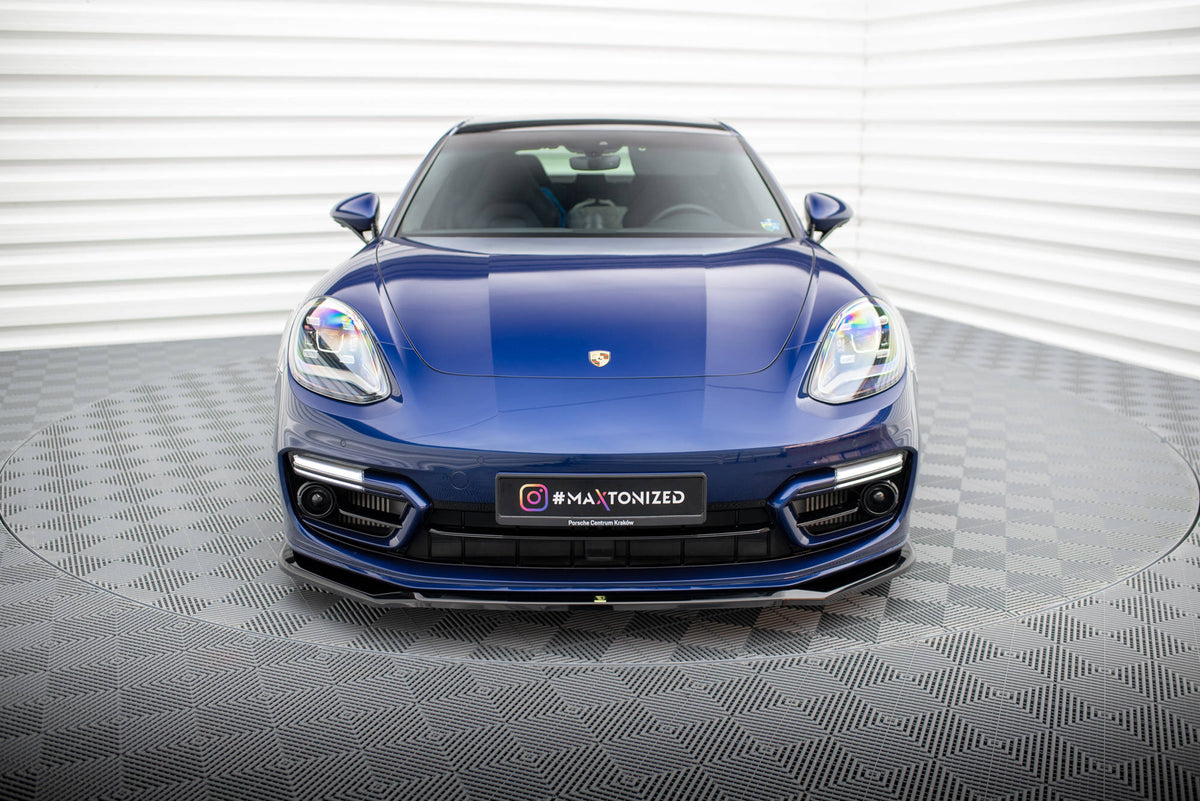 Street+ Spoilerlippe Front Ansatz V.1 passend für Porsche Panamera E-Hybrid 971 Facelift schwarz Hochglanz – Ansicht 1