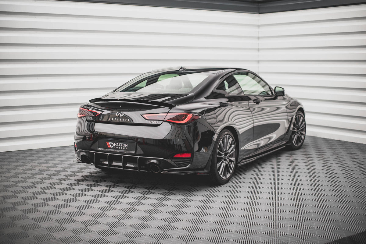 Heck Ansatz Flaps Diffusor passend für Infiniti Q60 S Mk2 schwarz Hochglanz – Ansicht 1