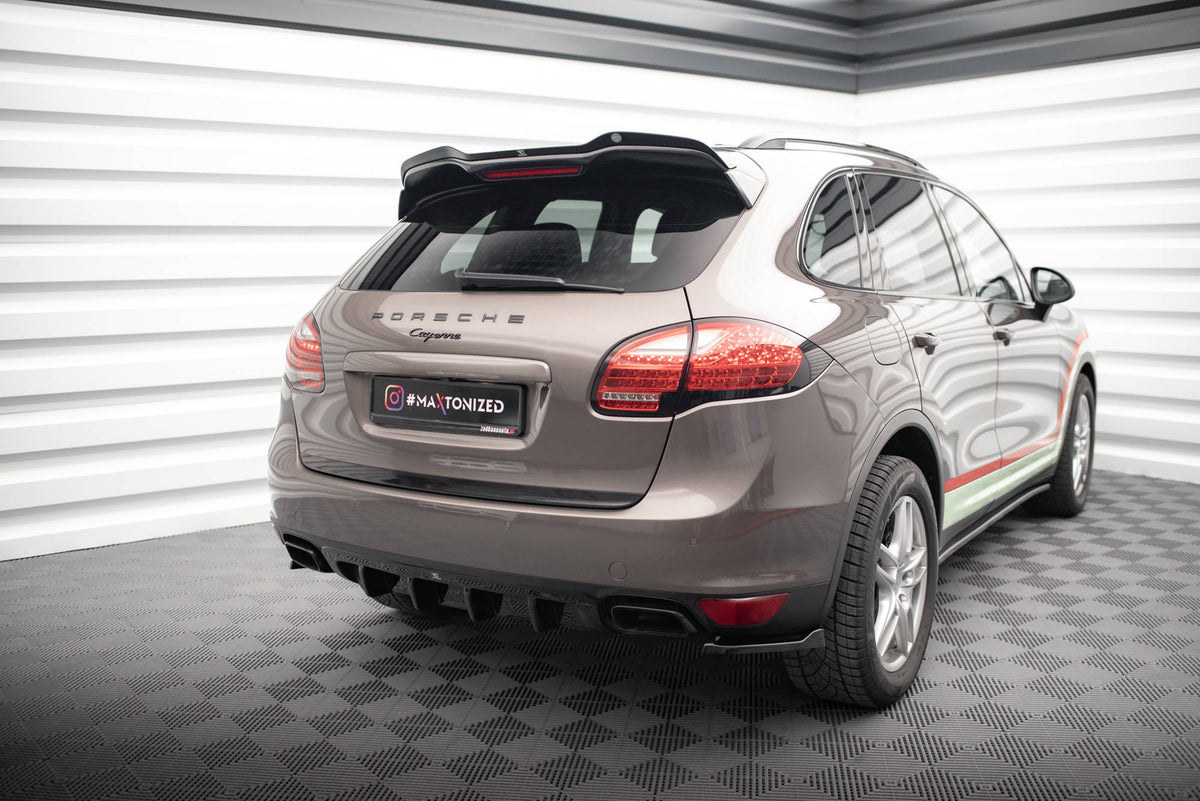 Diffusor Heck Ansatz passend für Porsche Cayenne Turbo / Standard Mk2 schwarz Hochglanz – Ansicht 1