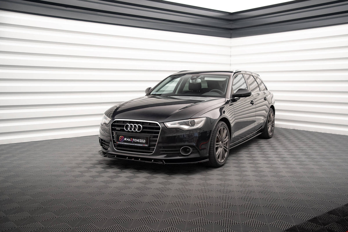 Street+ Spoilerlippe Front Ansatz V.2 passend für Audi A6 C7 schwarz Hochglanz – Ansicht 1