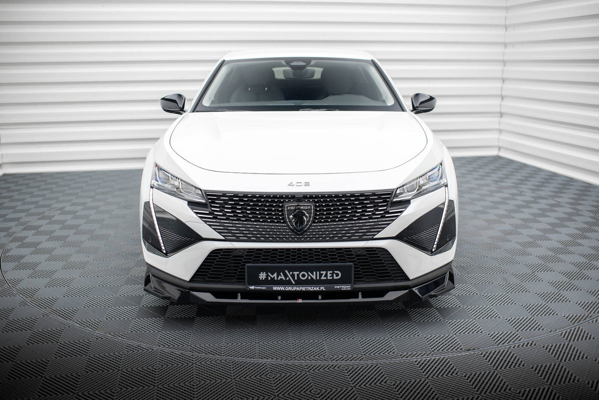 Street+ Spoilerlippe Front Ansatz passend für Peugeot 408 Mk1 schwarz Hochglanz – Ansicht 1