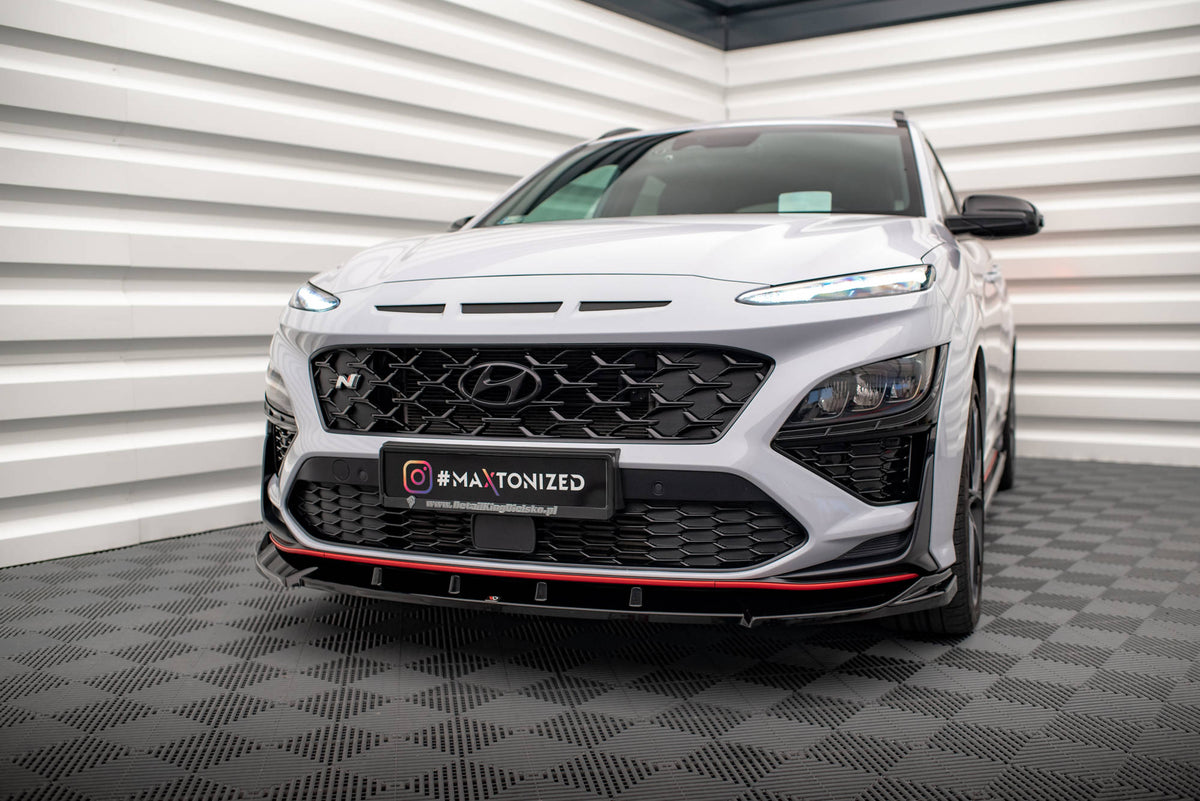 Street+ Spoilerlippe Front Ansatz V.2 passend für Hyundai Kona N Mk1 schwarz Hochglanz – Ansicht 4