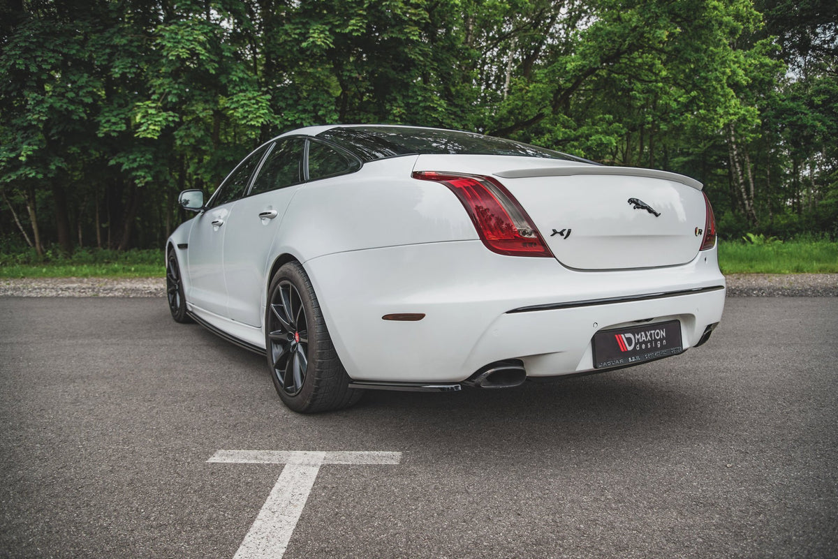 Heck Ansatz Flaps Diffusor passend für Jaguar XJ R-Sport X351 Facelift schwarz Hochglanz – Ansicht 4