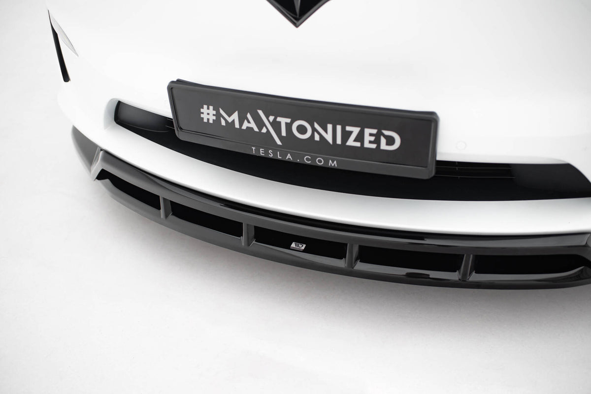 Street+ Spoilerlippe Front Ansatz V.3 passend für Tesla Model X Mk1 Facelift schwarz Hochglanz – Ansicht 5