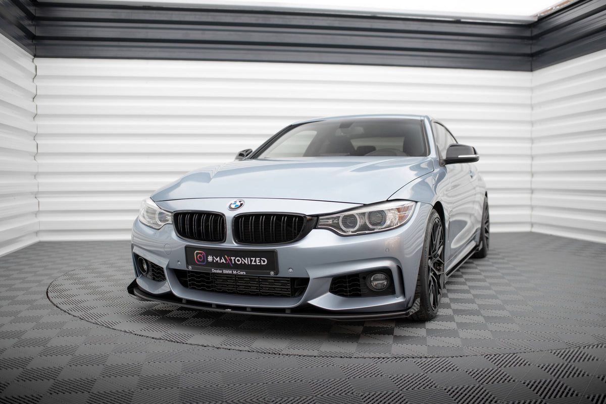 Street Pro Street+ Spoilerlippe Front Ansatz + Flaps passend für BMW 4er Coupe / Gran Coupe / Cabrio M-Paket F32 / F36 / F33  schwarz Hochglanz – Ansicht 4