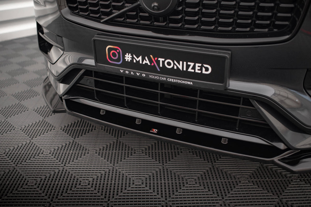 Street+ Spoilerlippe Front Ansatz V.1 passend für Volvo XC90 R-Design Mk2 Facelift schwarz Hochglanz – Ansicht 3