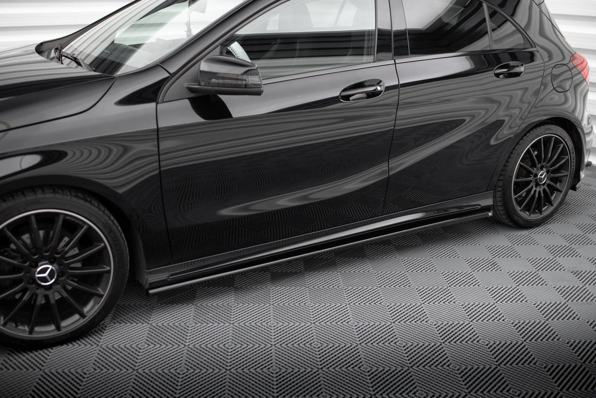 Street+ Seitenschweller Leisten passend für Mercedes-Benz A AMG-Line W176 Facelif schwarz Hochglanz – Ansicht 3