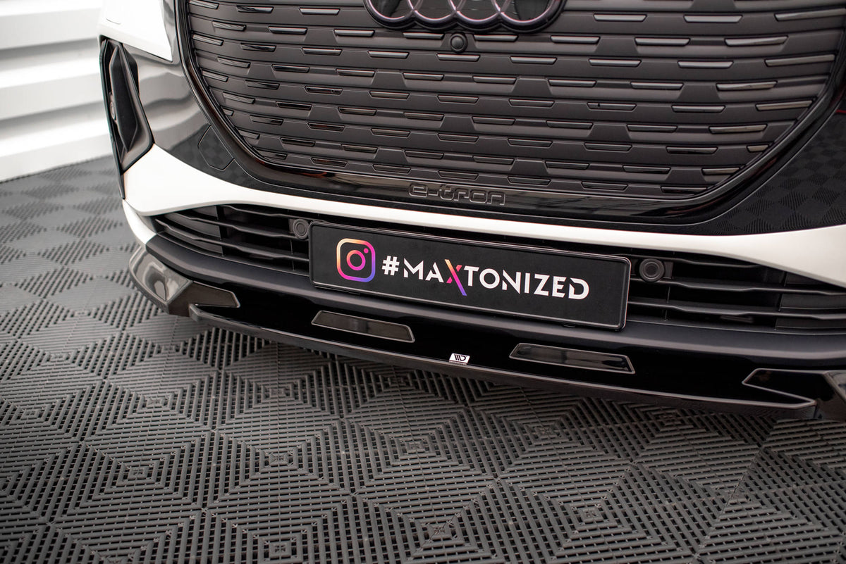 Street+ Spoilerlippe Front Ansatz V.1 passend für Audi Q4 e-tron Sportback S-line Mk1 schwarz Hochglanz – Ansicht 1