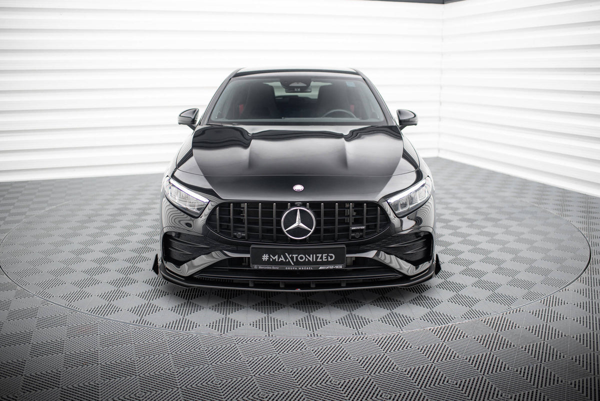 Front Stoßstange Flaps passend für Mercedes-AMG A35 W177 Facelift schwarz Hochglanz – Ansicht 1