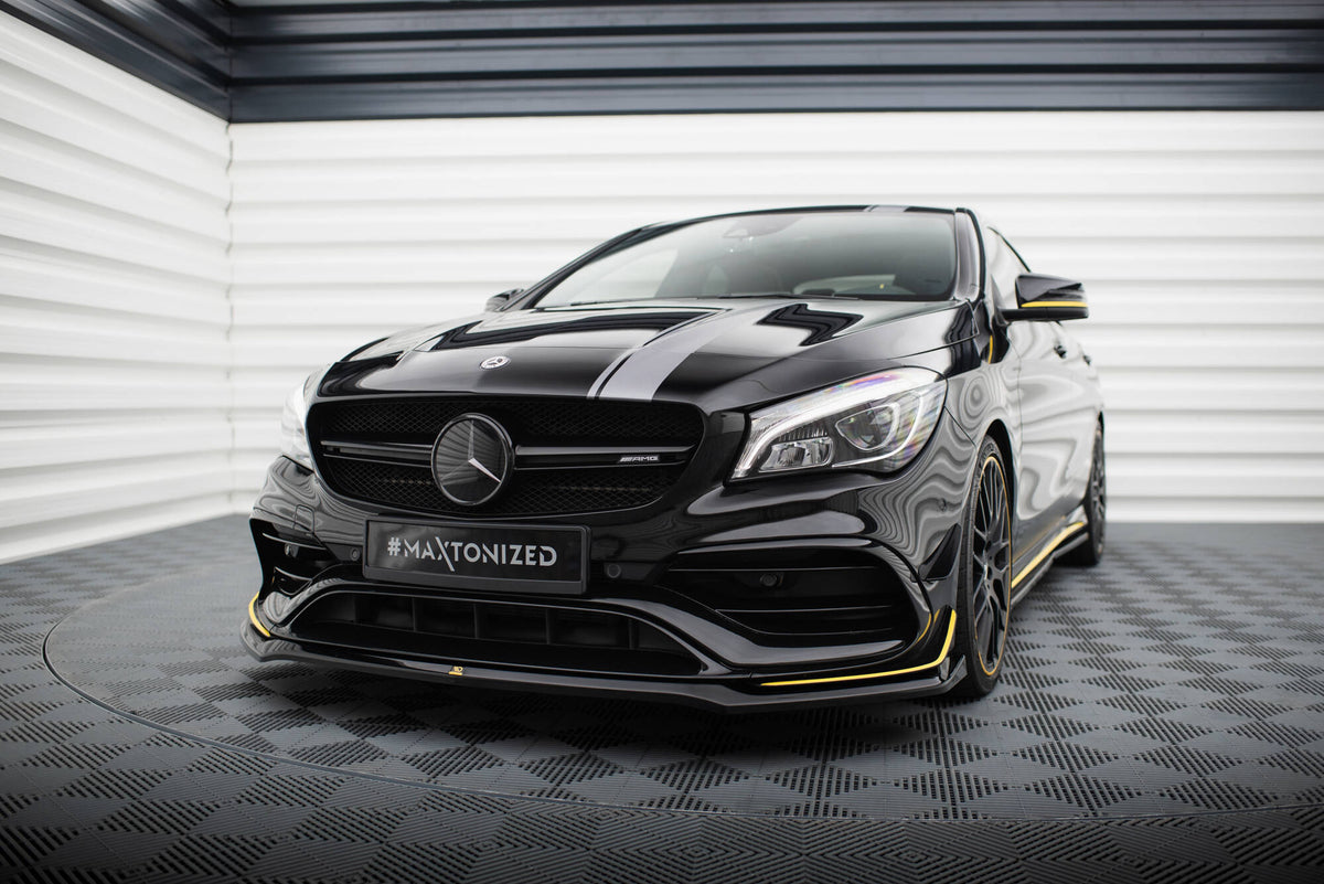 Street+ Spoilerlippe Front Ansatz V.3 passend für Mercedes-AMG CLA 45 Aero C117 Facelift schwarz Hochglanz – Ansicht 3