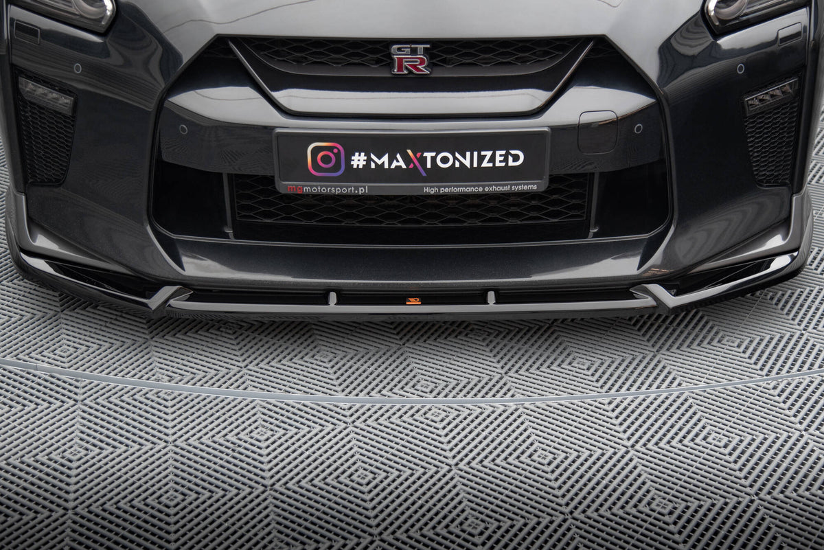 Street+ Spoilerlippe Front Ansatz V.2 passend für Nissan GTR R35 Facelift schwarz Hochglanz – Ansicht 3