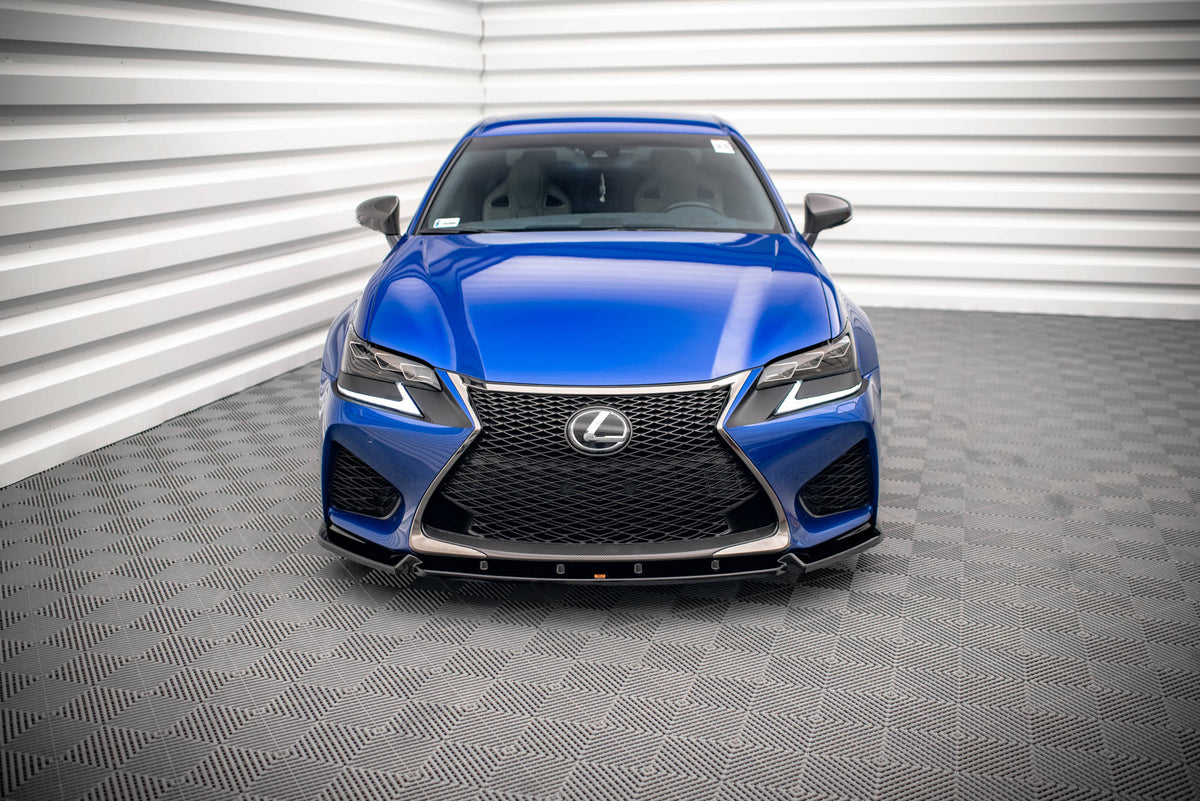 Street+ Spoilerlippe Front Ansatz V.1 passend für Lexus GS F Mk4 Facelift schwarz Hochglanz – Ansicht 1