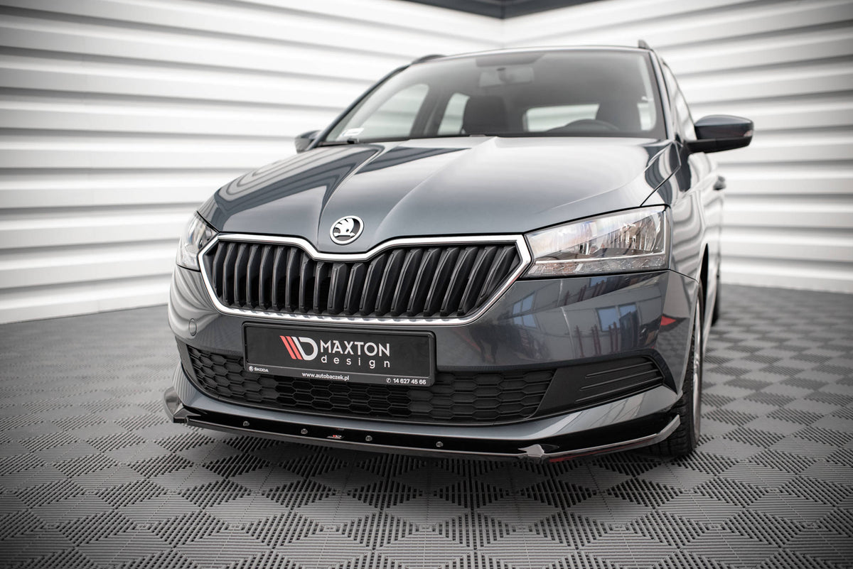 Street+ Spoilerlippe Front Ansatz passend für Skoda Fabia Mk3 Facelift schwarz Hochglanz – Ansicht 3