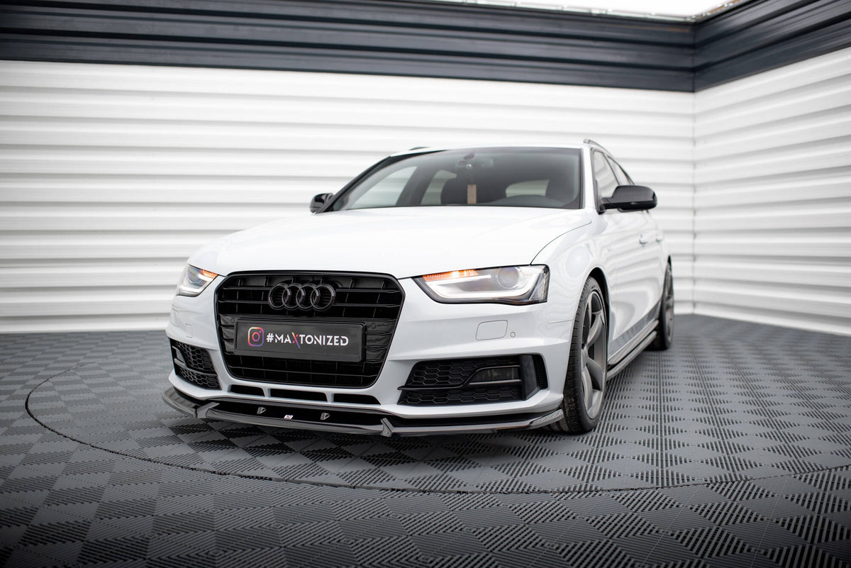 Street+ Spoilerlippe Front Ansatz V.1 passend für Audi A4 Competition B8 Facelift schwarz Hochglanz – Ansicht 3