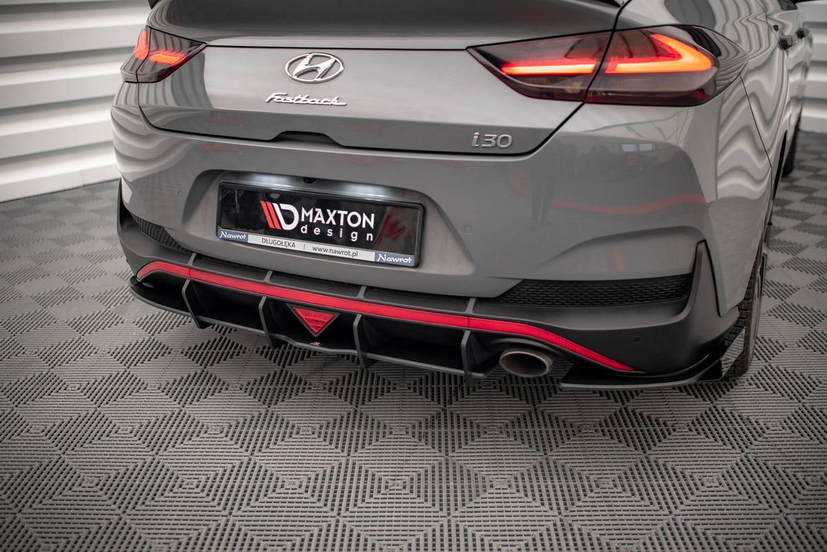 Street Pro Heck Ansatz Flaps Diffusor + Flaps passend für Hyundai I30 Fastback N-Line Mk3 Facelift schwarz Hochglanz – Ansicht 11