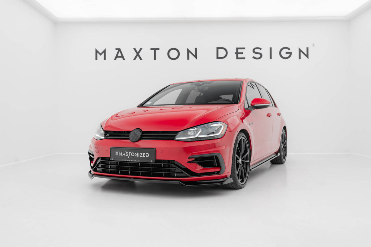 Street+ Spoilerlippe Front Ansatz V.2 passend für VW Golf R / R-Line Mk7 Facelift schwarz Hochglanz – Ansicht 3