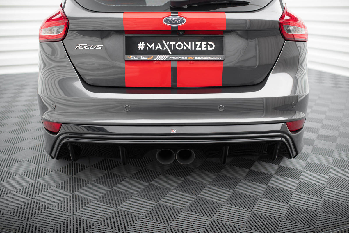 Diffusor Heck Ansatz passend für Ford Focus ST Mk3 Facelift (RS-Look) schwarz Hochglanz – Ansicht 7