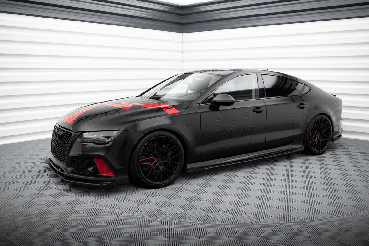 Seitenschweller Flaps passend für Audi A7 RS7 Look C7 schwarz Hochglanz – Ansicht 3