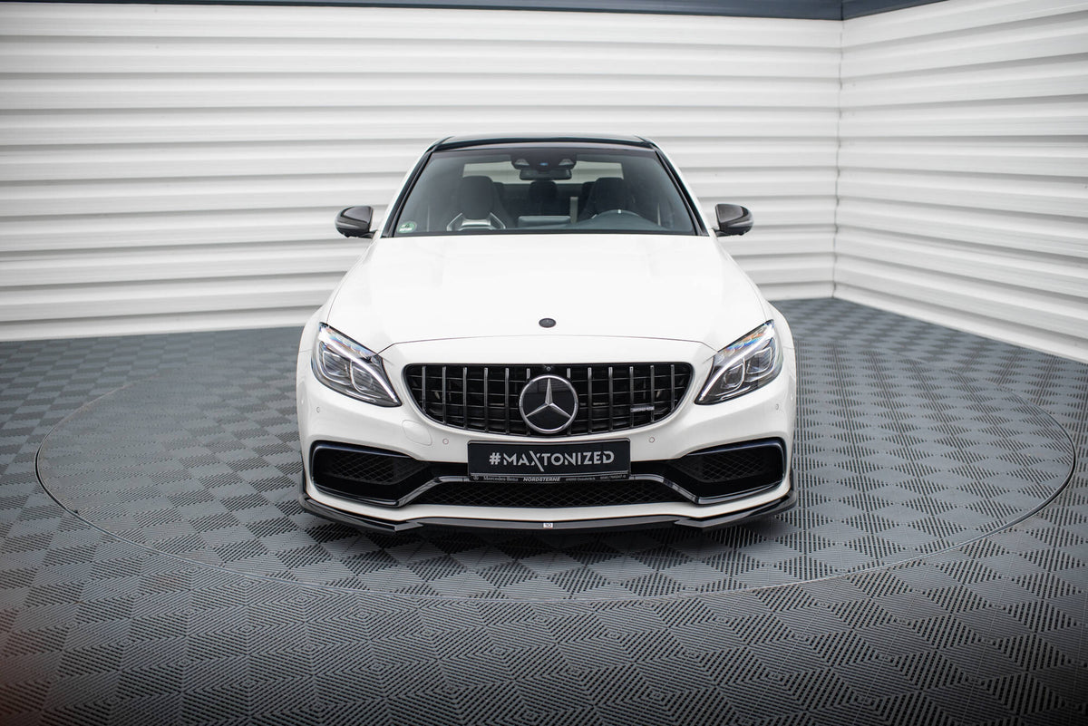 Street+ Spoilerlippe Front Ansatz V.3 passend für Mercedes-AMG C63 Limousine / Kombi W205 / S205 schwarz Hochglanz – Ansicht 1