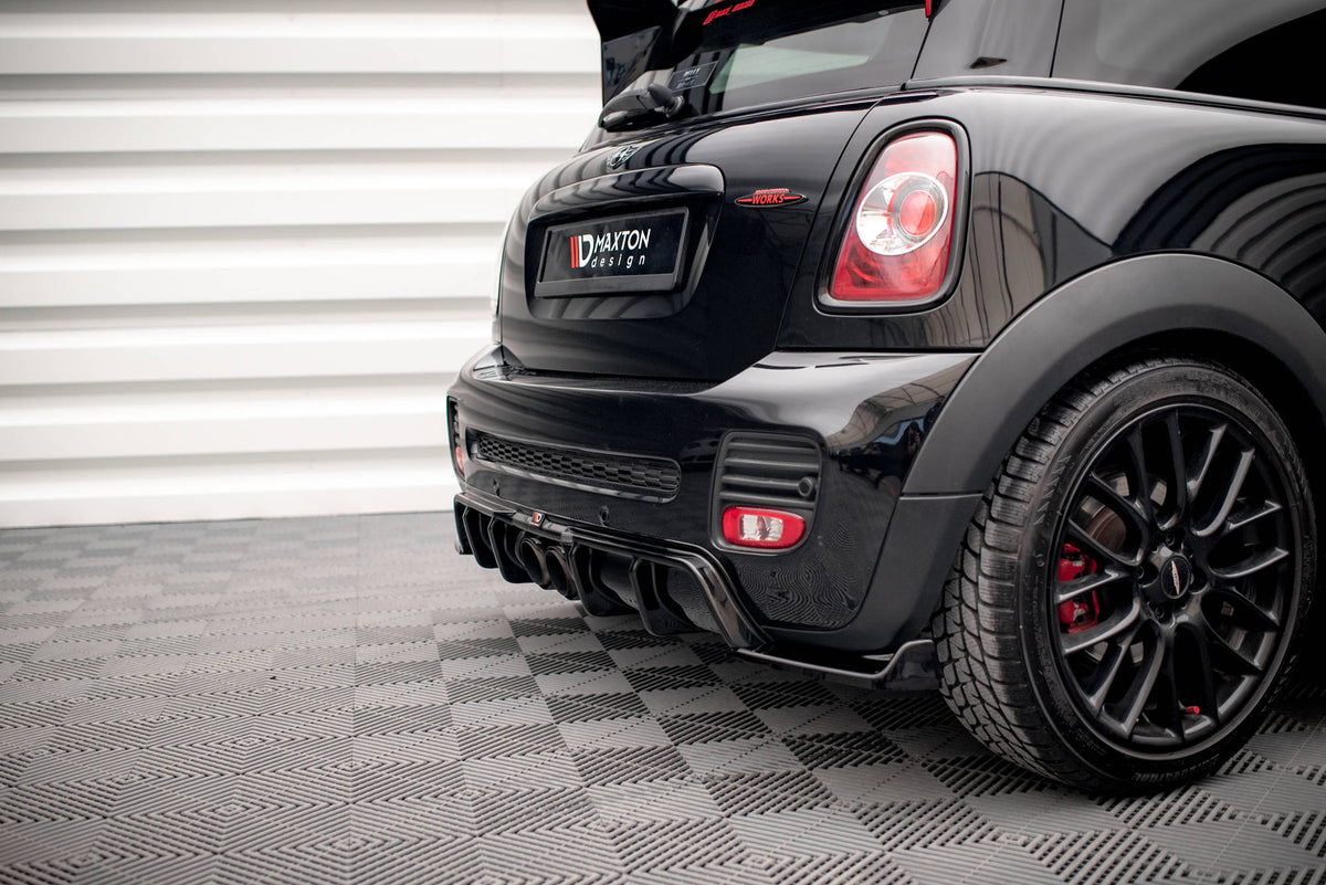 Diffusor Heck Ansatz passend für Mini Cooper John Cooper Works R56 schwarz Hochglanz – Ansicht 4