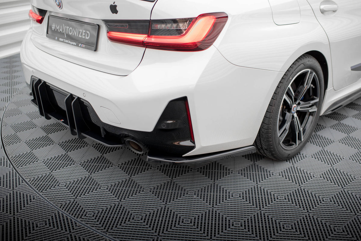 Heck Ansatz Flaps Diffusor passend für BMW M-Paket G20 / G21 Facelift schwarz Hochglanz – Ansicht 4