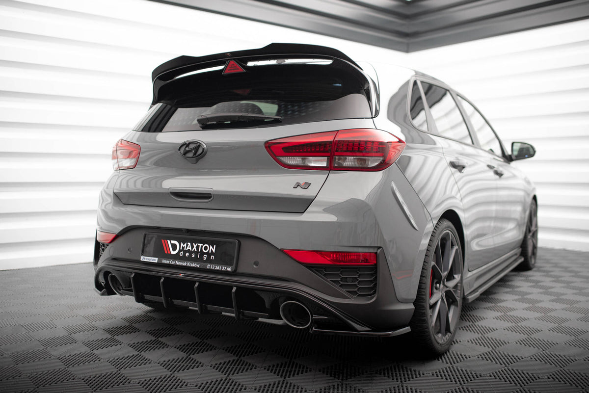 Heck Ansatz Flaps Diffusor V.5 passend für Hyundai I30 N Hatchback Mk3 Facelift schwarz Hochglanz – Ansicht 4