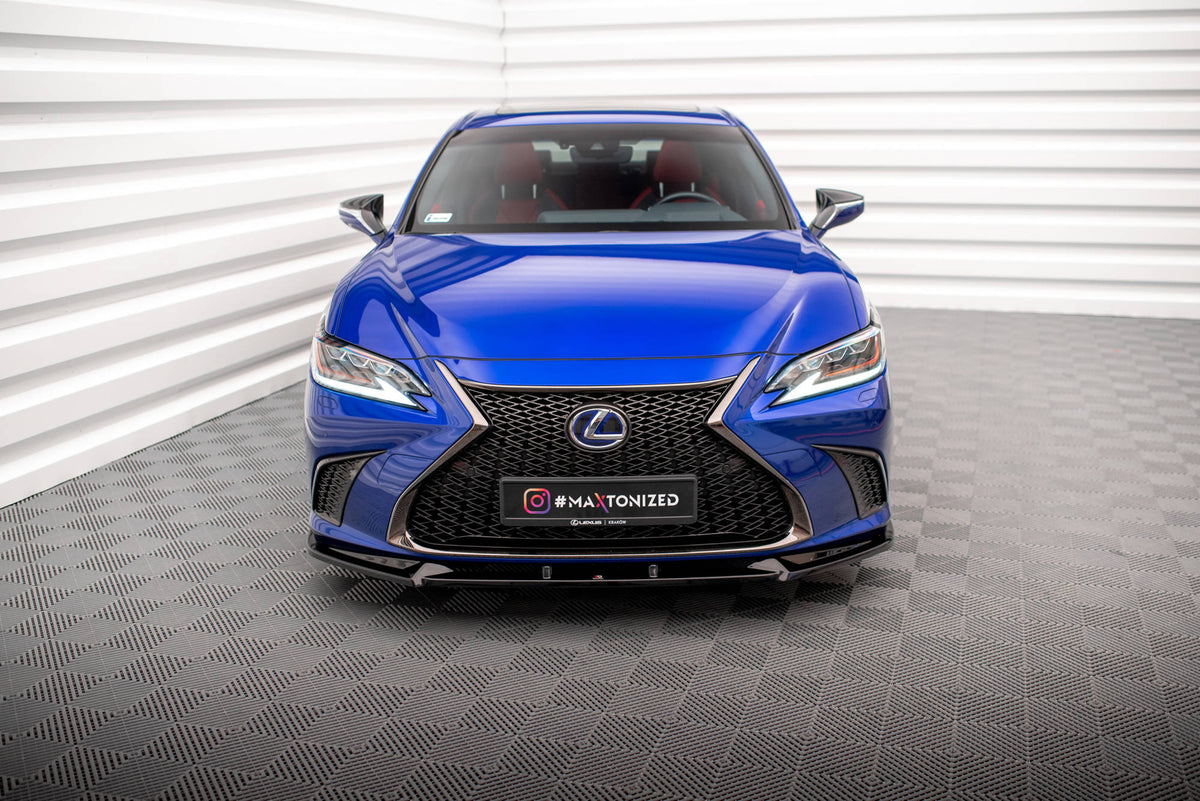 Street+ Spoilerlippe Front Ansatz V.2 passend für Lexus ES F Sport Mk7 schwarz Hochglanz – Ansicht 1