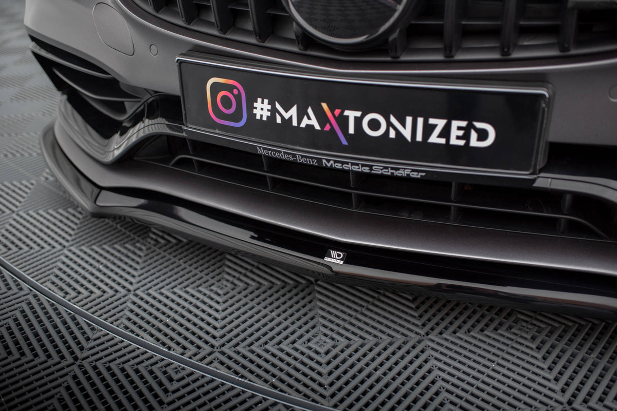 Street+ Spoilerlippe Front Ansatz V.1 passend für Mercedes-AMG C63 Limousine / Kombi W205 Facelift schwarz Hochglanz – Ansicht 3