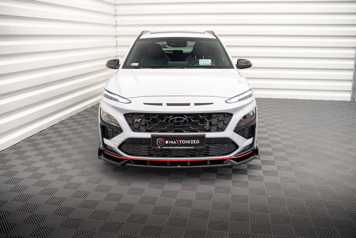 Street+ Spoilerlippe Front Ansatz V.1 passend für Hyundai Kona N Mk1 schwarz Hochglanz – Ansicht 1
