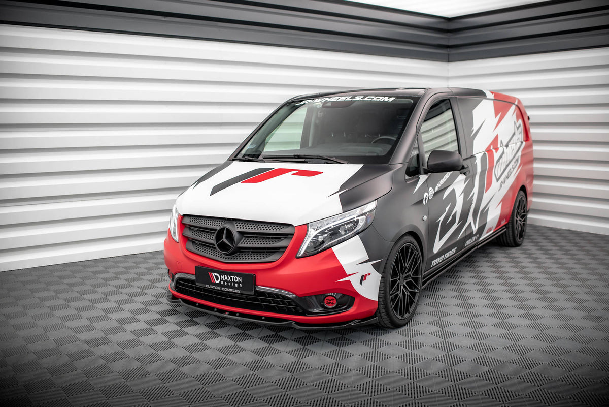 Street+ Spoilerlippe Front Ansatz V.1 passend für Mercedes-Benz Vito W447 Facelift schwarz Hochglanz – Ansicht 3