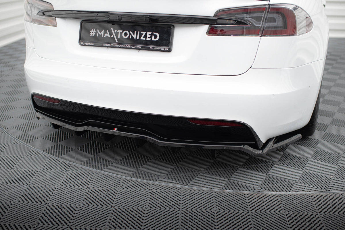 Street+ Mittlerer Diffusor RACE V.2 passend für Tesla Model S Plaid Mk1 Facelift schwarz Hochglanz – Ansicht 3